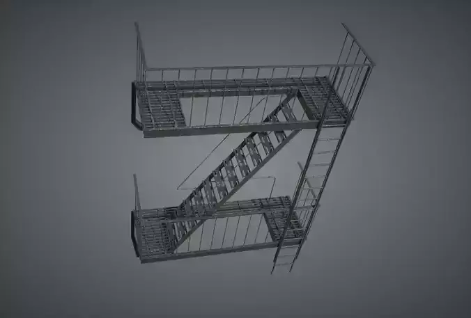 Fire Stairscase Low-poly 3D model