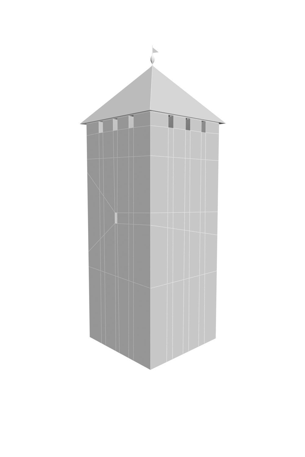 Early 13th century medieval castle belfry Low-poly 3D model_9