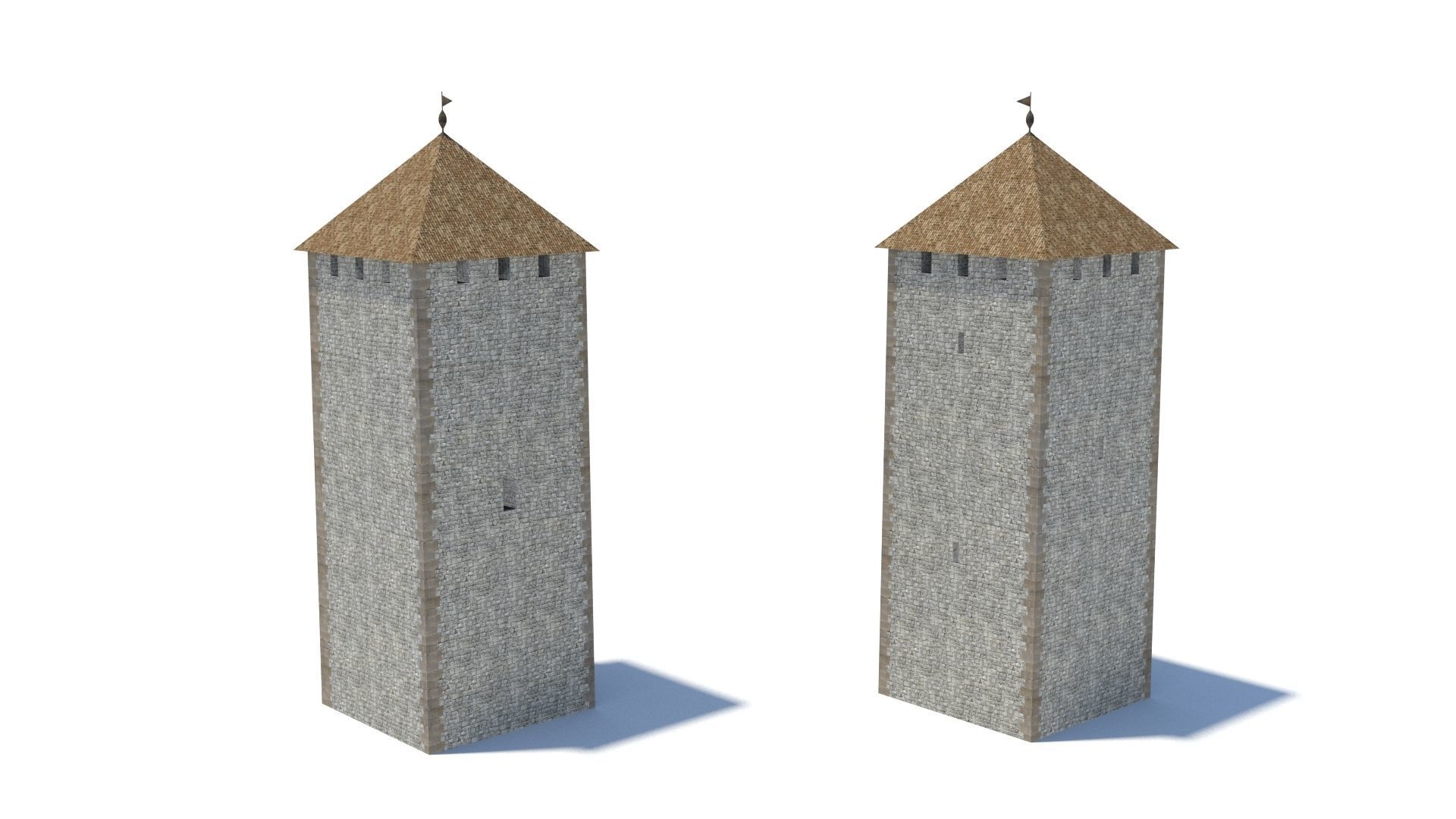 Early 13th century medieval castle belfry Low-poly 3D model_4