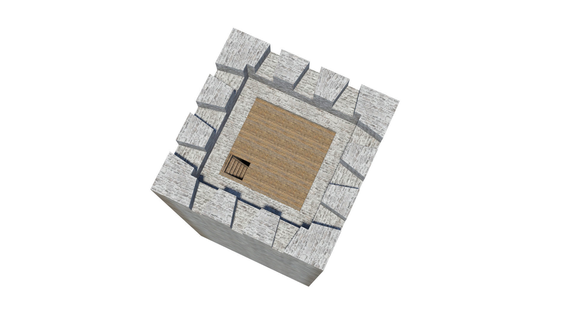 Early 13th century medieval castle belfry Low-poly 3D model_6