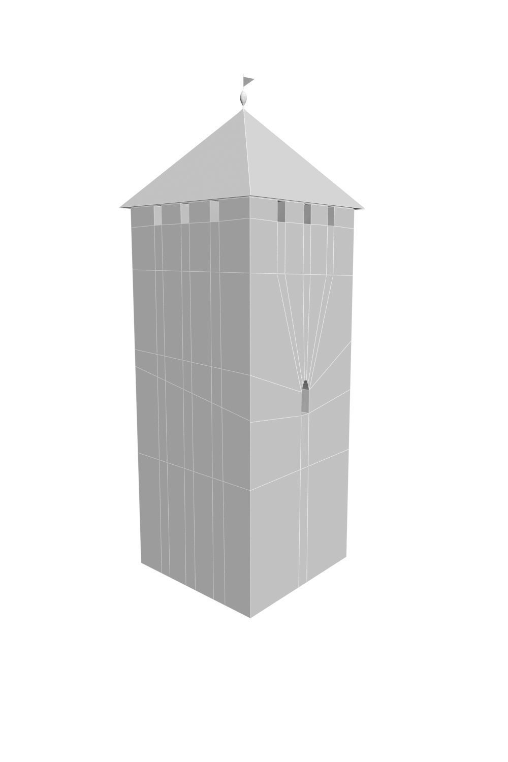 Early 13th century medieval castle belfry Low-poly 3D model_8