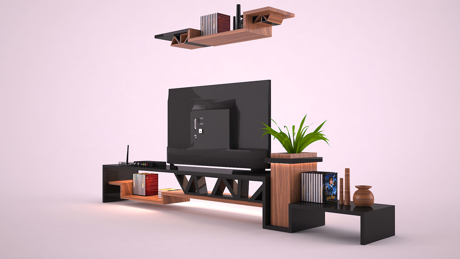 MODERN TV SET 3D model_2
