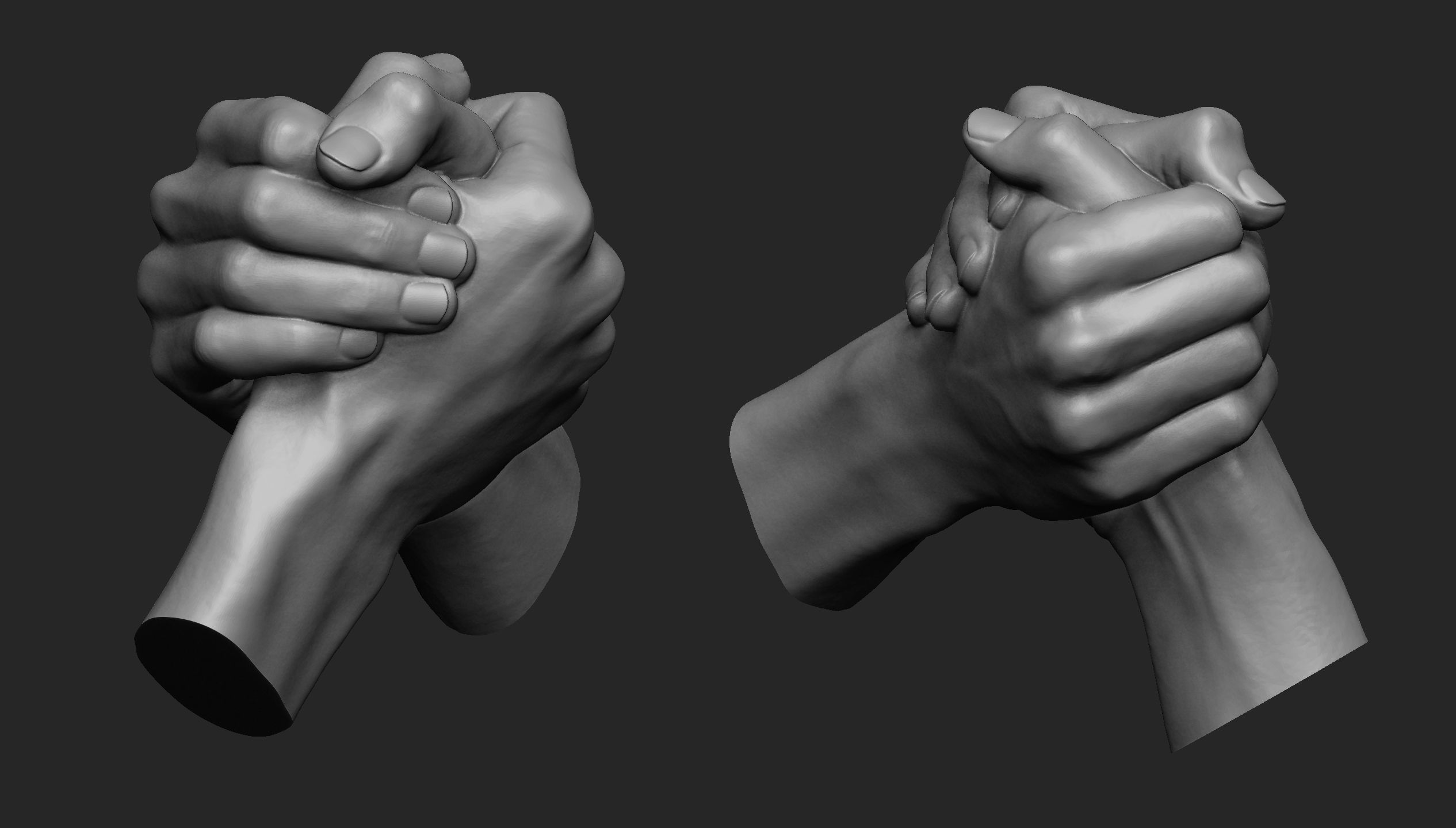 Handshake 2 hands in prayer 3D print model_2