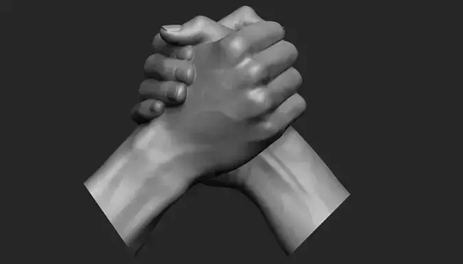 Handshake 2 hands in prayer 3D print model