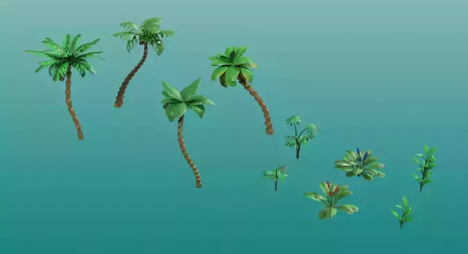 Tropical plants Free low-poly 3D model