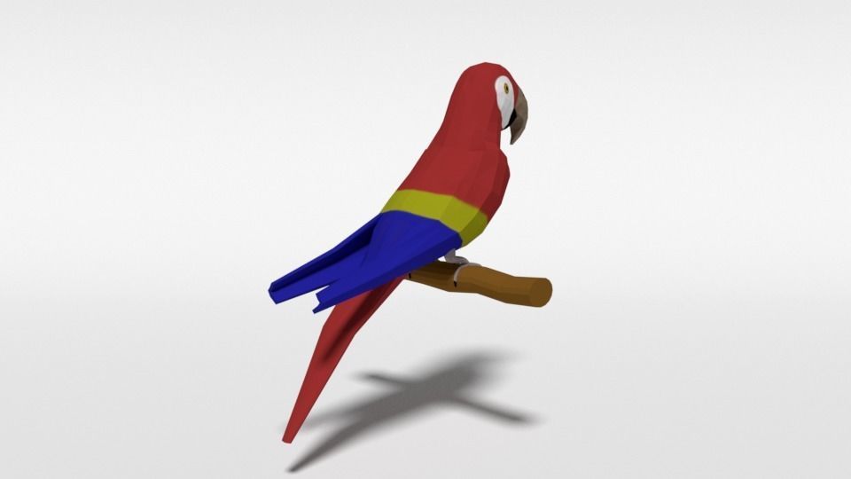 Low Poly Cartoon Macaw Parrot Low-poly 3D model_5