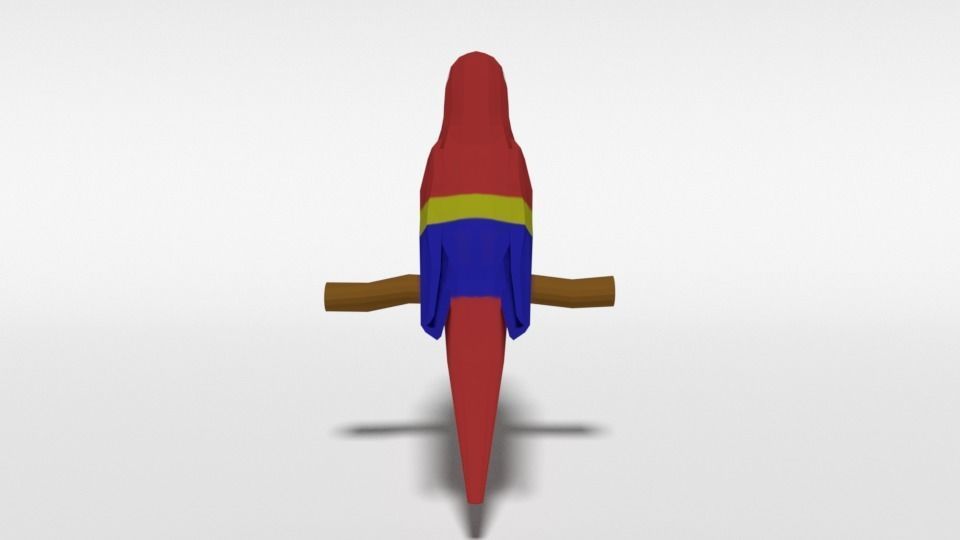 Low Poly Cartoon Macaw Parrot Low-poly 3D model_6