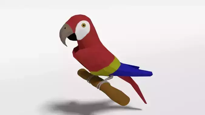 Low Poly Cartoon Macaw Parrot