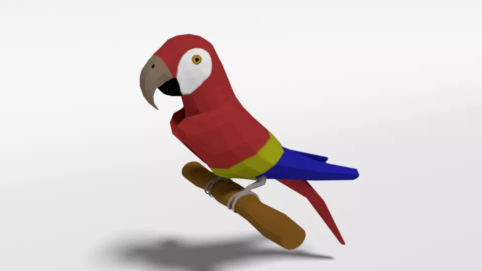 Low Poly Cartoon Macaw Parrot Low-poly 3D model_0