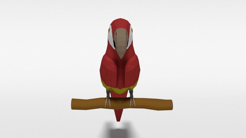 Low Poly Cartoon Macaw Parrot Low-poly 3D model_2