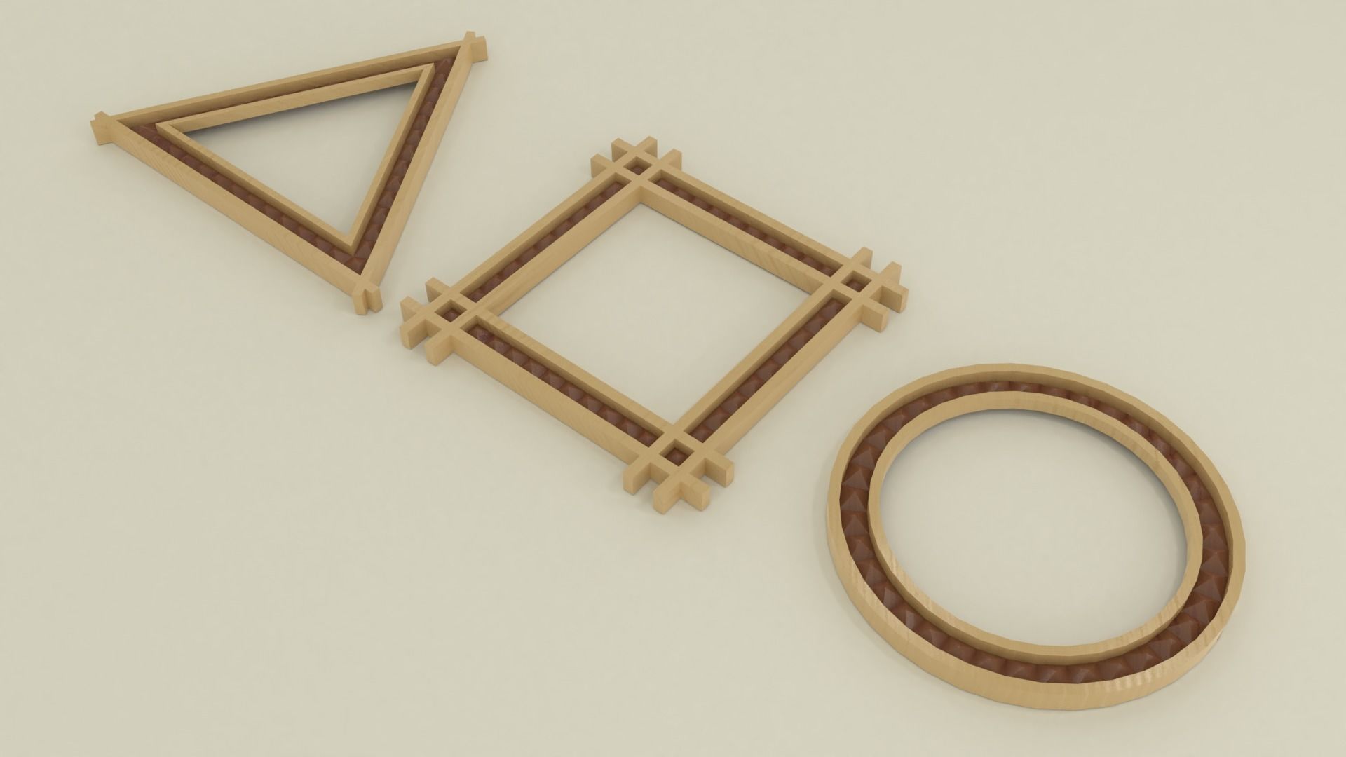 Frames three wooden triangles Free 3D model_1