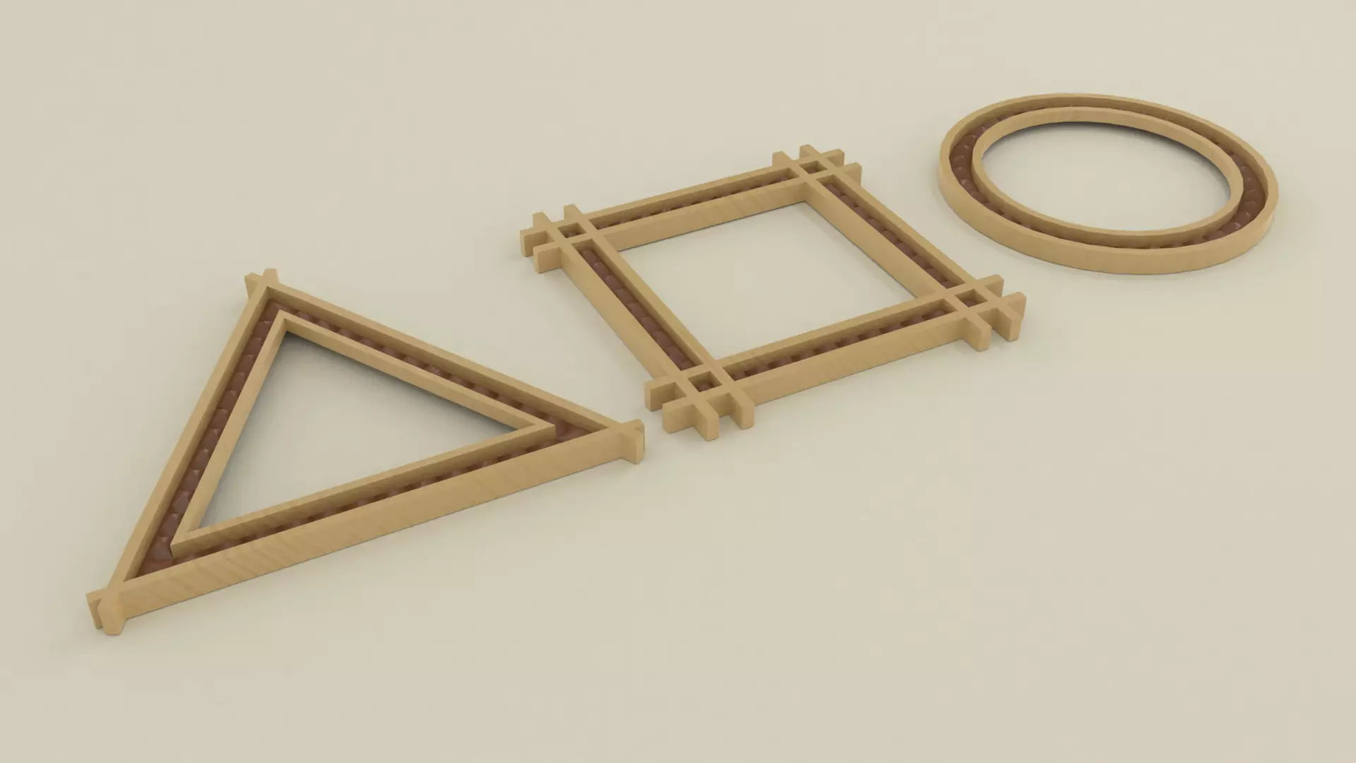 Frames three wooden triangles Free 3D model_0