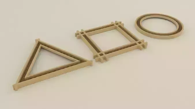 Frames three wooden triangles Free 3D model