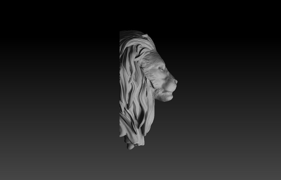 Lion head trophy and bust sculpture 3D print model_4