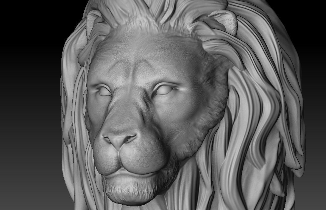 Lion head trophy and bust sculpture 3D print model_1