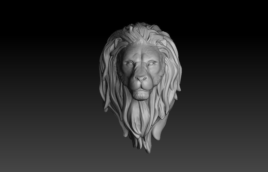 Lion head trophy and bust sculpture 3D print model_5