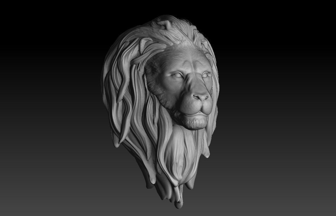 Lion head trophy and bust sculpture 3D print model_2