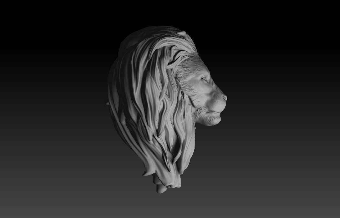 Lion head trophy and bust sculpture 3D print model_3