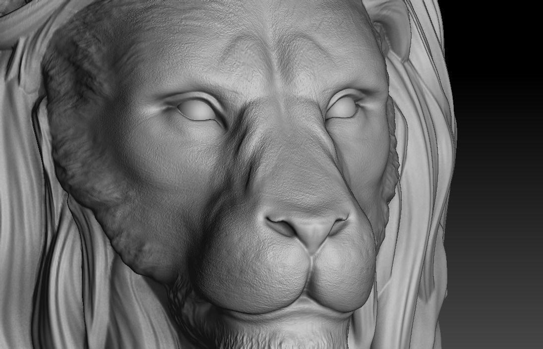 Lion head trophy and bust sculpture 3D print model_6