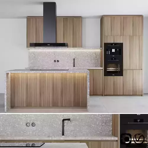 Modern kitchen with island and Miele appliance  3D model