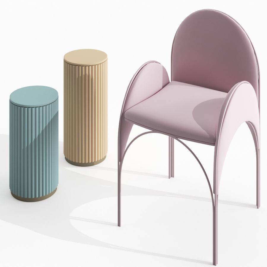 10 MODELS MEMPHIS STYLE FURNITURE 3D model_6