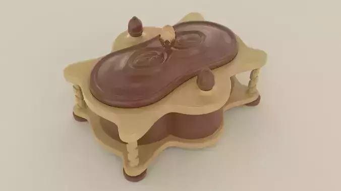 Casket box on table 3D model
