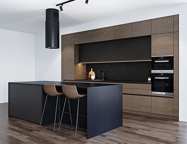 Modern kitchen 4 3D model 7