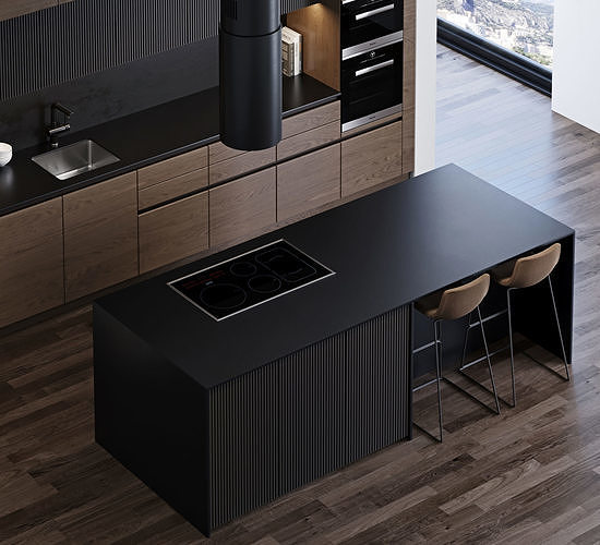 Modern kitchen 4 3D model 2