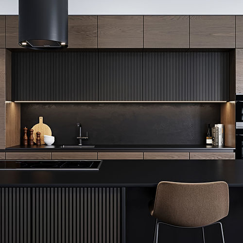 Modern kitchen 4 3D model 6