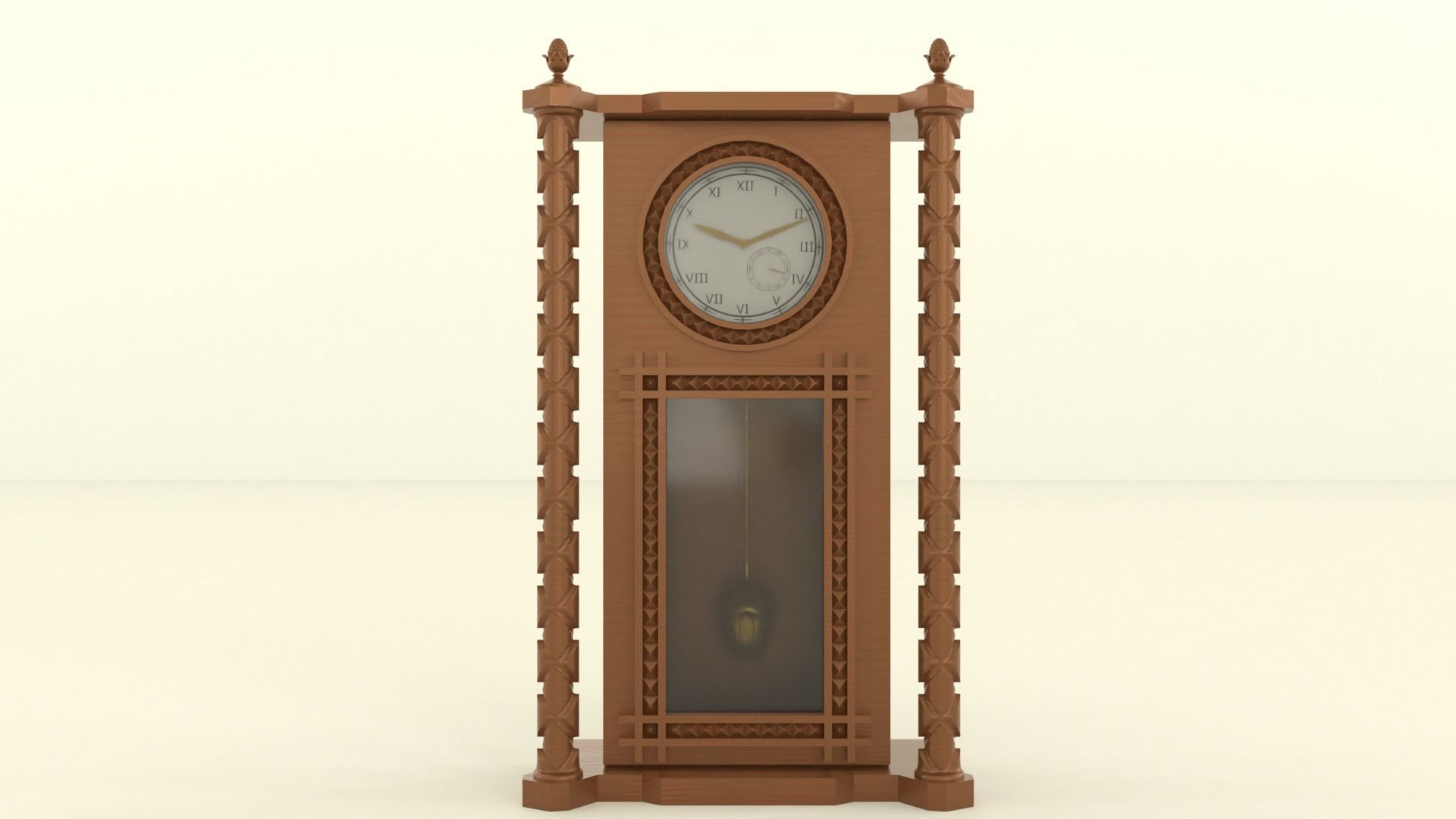 Wooden clock 3D model_1