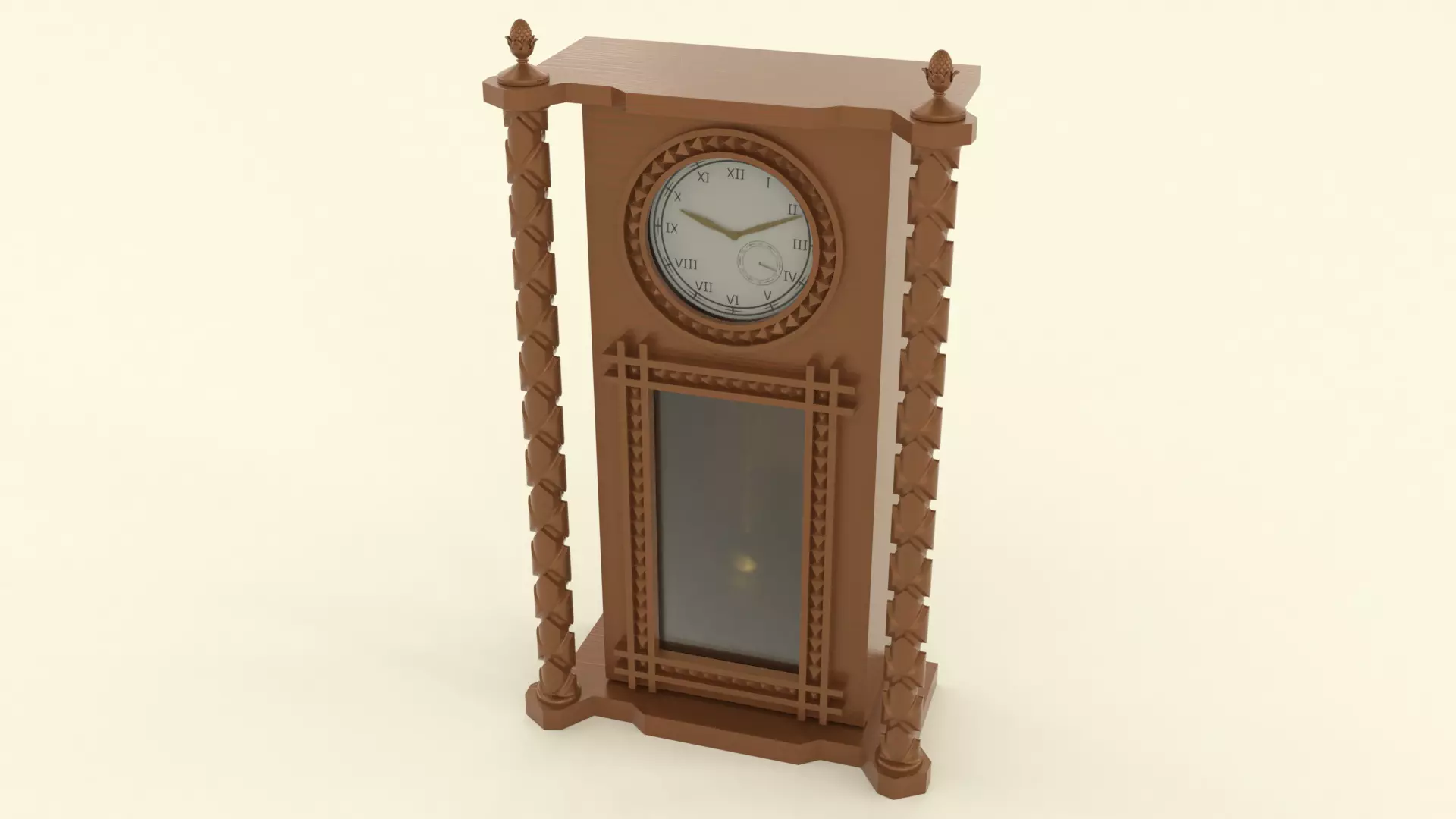 Wooden clock 3D model_0