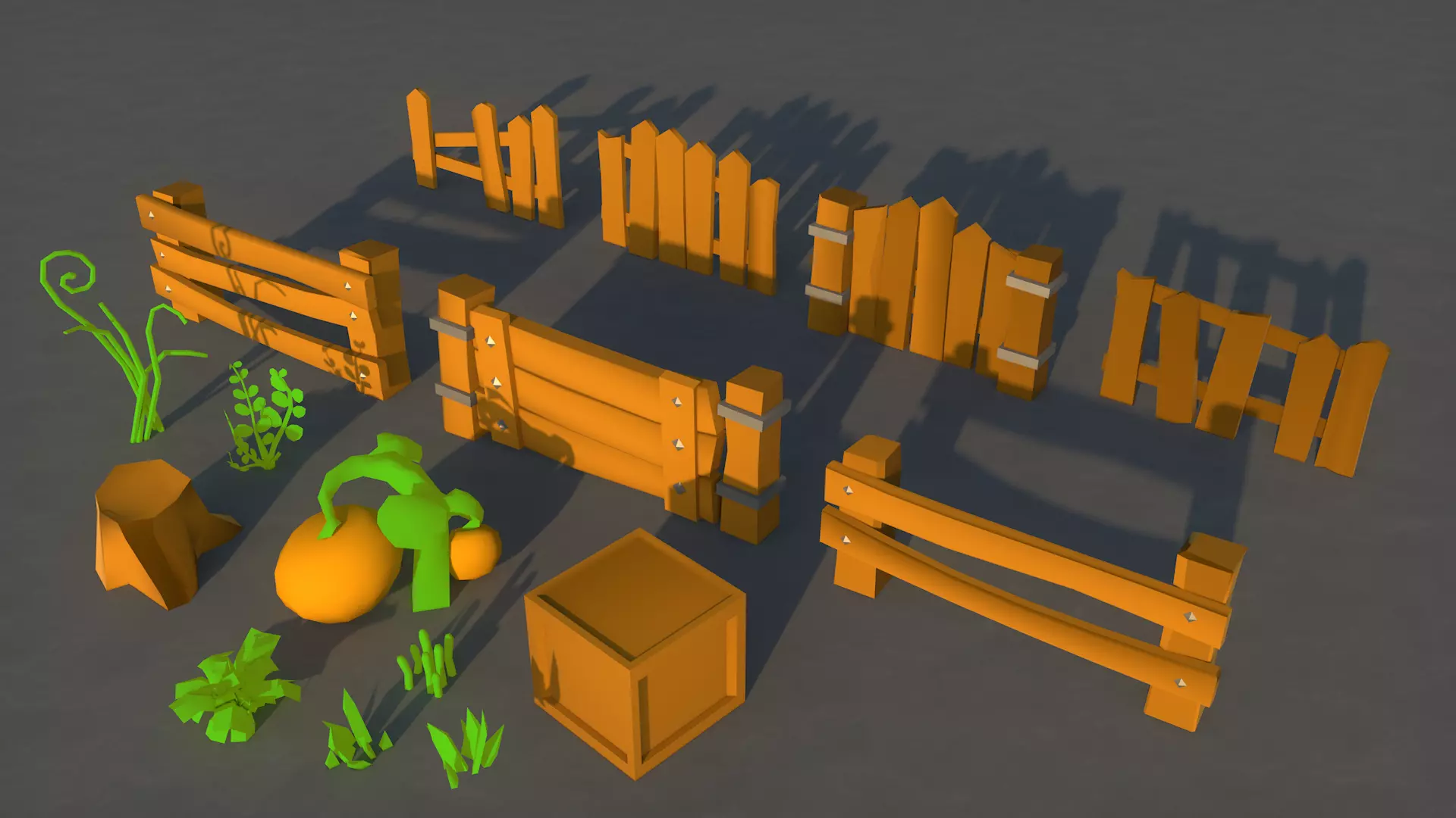 Fence Wood Low Poly Low-poly 3D model