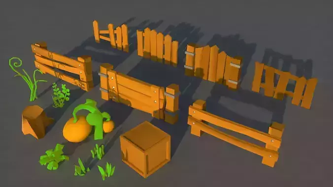 Fence Wood Low Poly