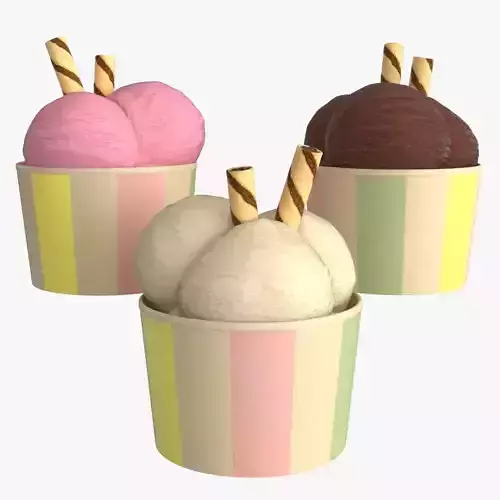 Ice Cream Low-poly 3D model