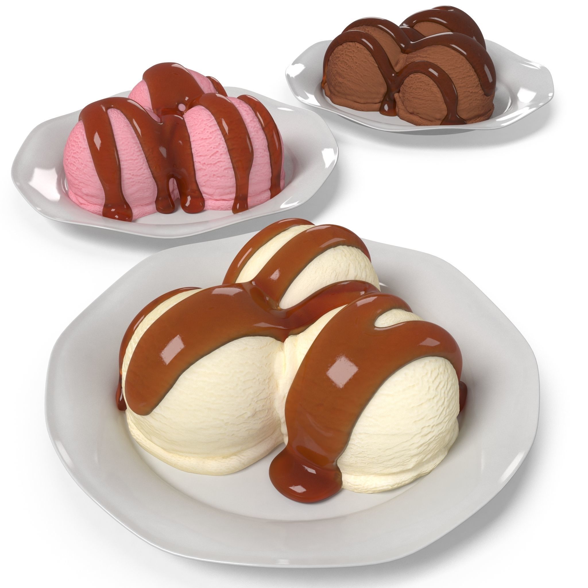 Ice Cream Dish Low-poly 3D model_4