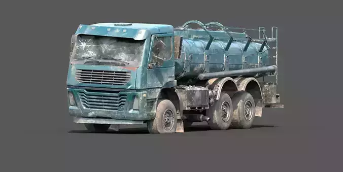Lowpoly Abandoned Generic Tanker Fuel Cistern Truck  Low-poly 3D model
