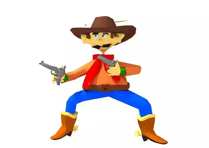 Cartoon Cowboy Low Poly