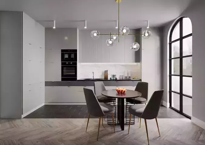 Kitchen modern interior Cinema4D Corona renderer 3D model