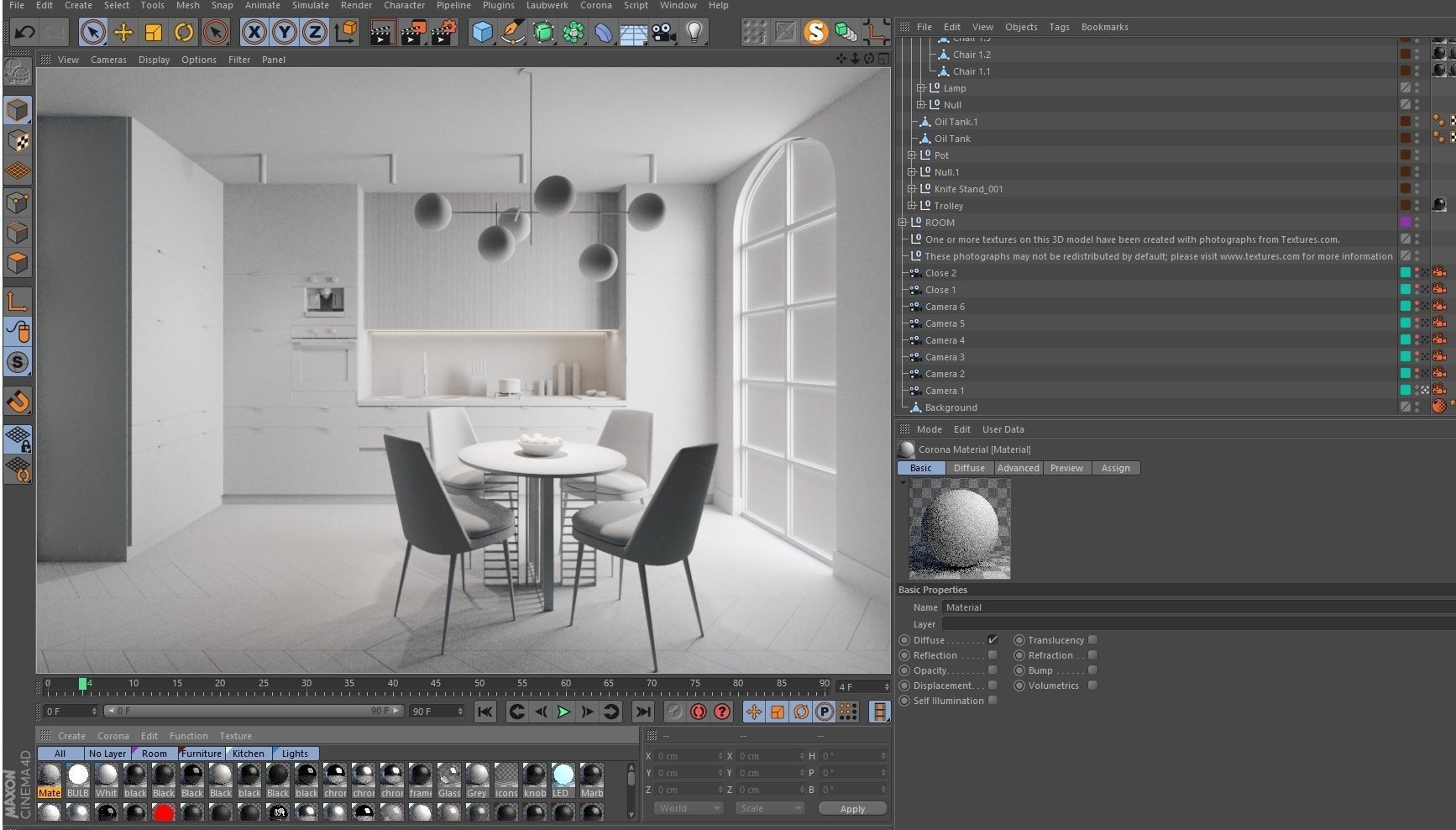 Kitchen modern interior Cinema4D Corona renderer 3D model_1