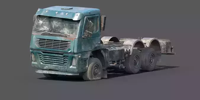Abandoned Brandless Euro Truck Lowpoly Low-poly 3D model