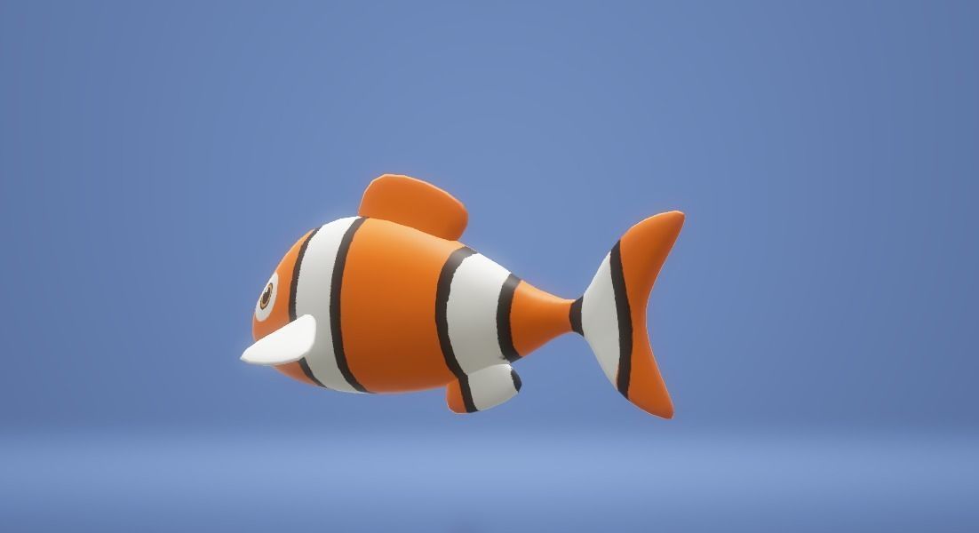 Orange Fish Low-poly 3D model_4