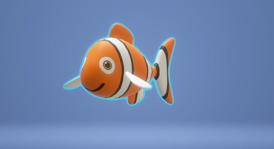 Orange Fish Low-poly 3D model_5