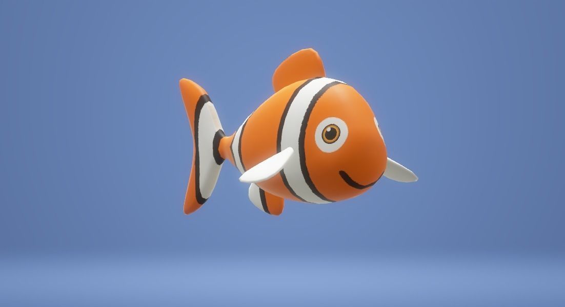 Orange Fish Low-poly 3D model_9