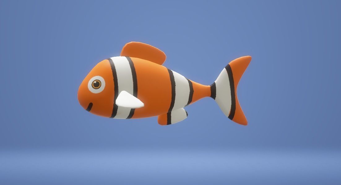 Orange Fish Low-poly 3D model_7