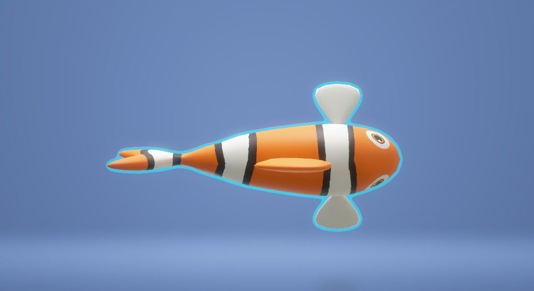 Orange Fish Low-poly 3D model_2