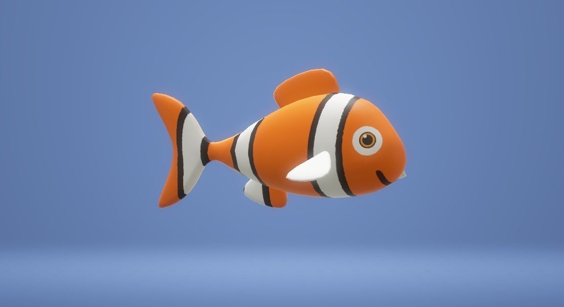 Orange Fish Low-poly 3D model_6