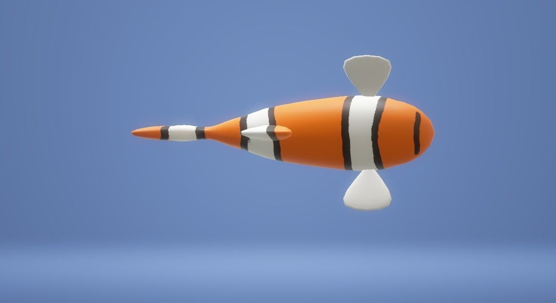 Orange Fish Low-poly 3D model_1