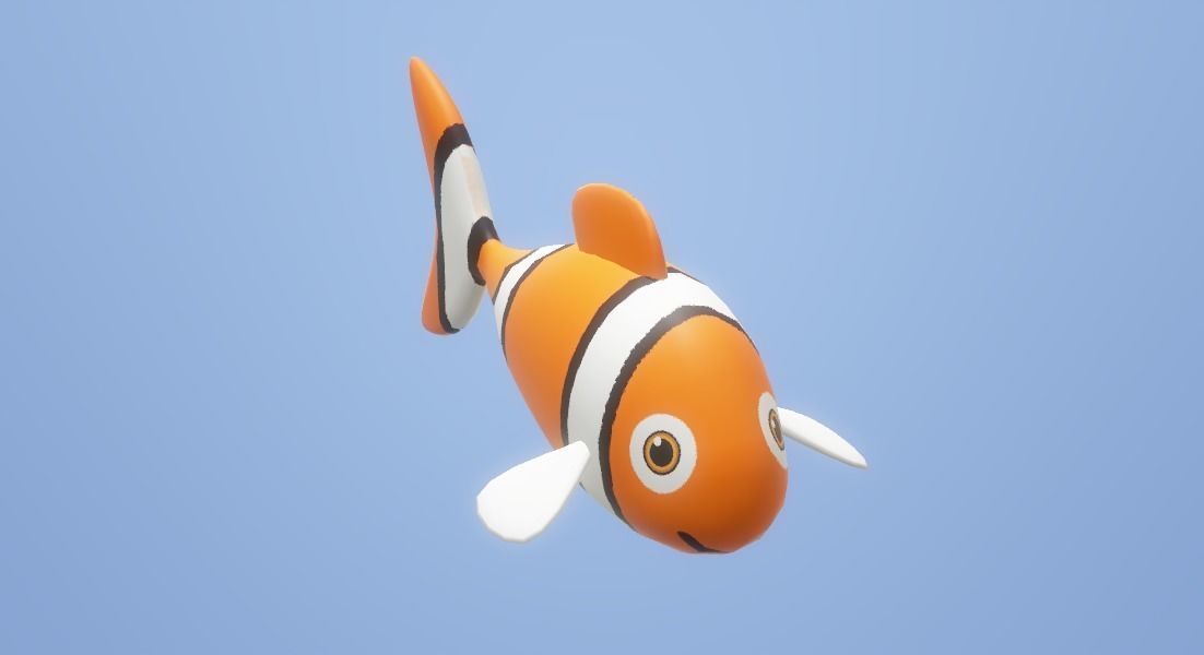 Orange Fish Low-poly 3D model_8
