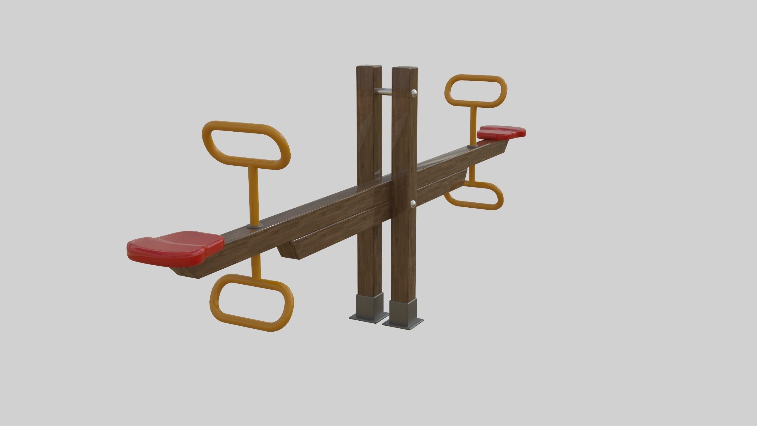 Wooden Seesaw Teeter Totter - 01 Playground Low-poly 3D model_13