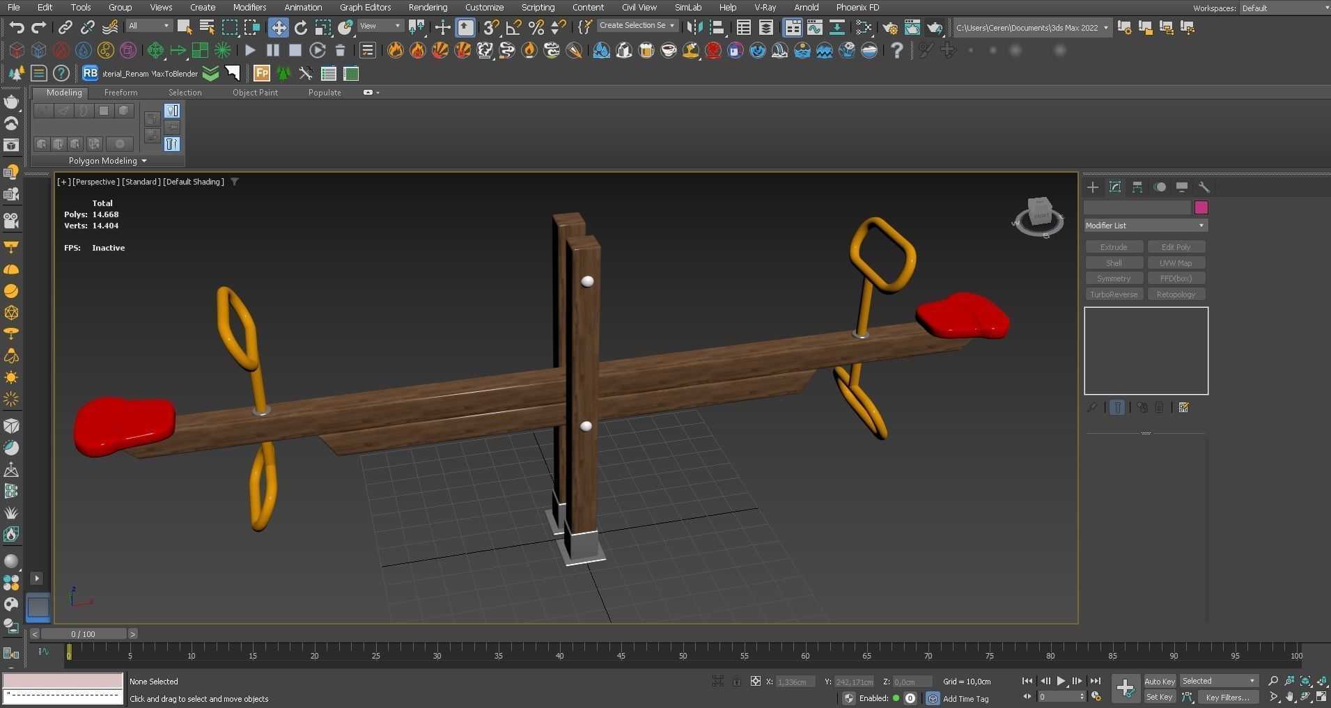 Wooden Seesaw Teeter Totter - 01 Playground Low-poly 3D model_4